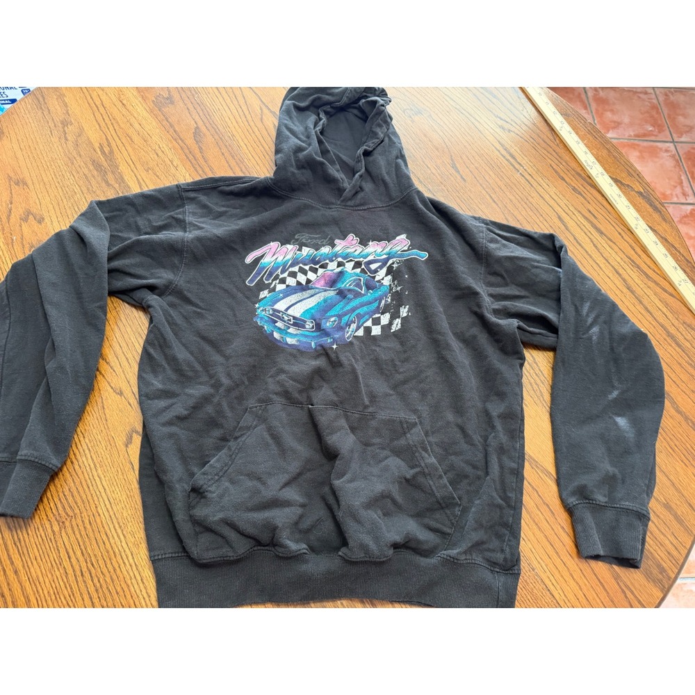 Ford Mustang Graphic Hoodie Black H3 Sportgear Neon Car Sweatshirt Mens Large